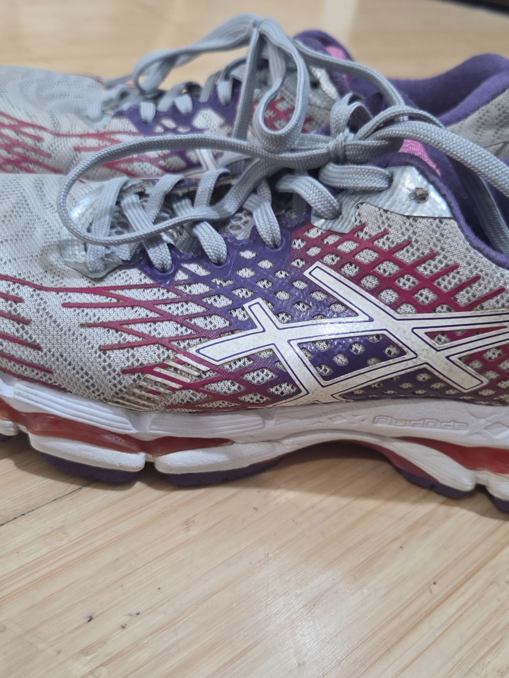 ASICS Women's Gray, Purple and Pink Athletic Running Shoes